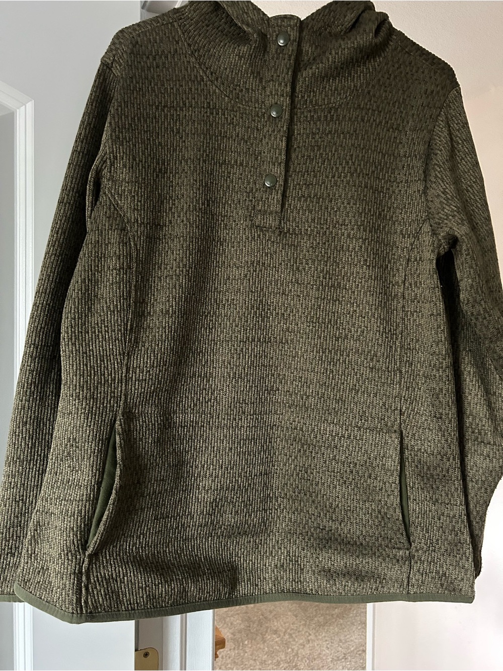 Columbia Olive Green Knit Snap-Front Zip Hoodie